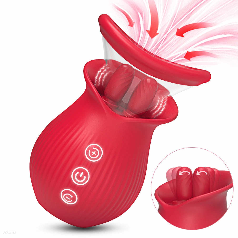 Tina—3 in1 Licking Sucking Vibrating Rose Vibrators with Suction Cups