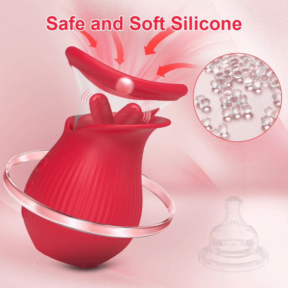 Tina—3 in1 Licking Sucking Vibrating Rose Vibrators with Suction Cups