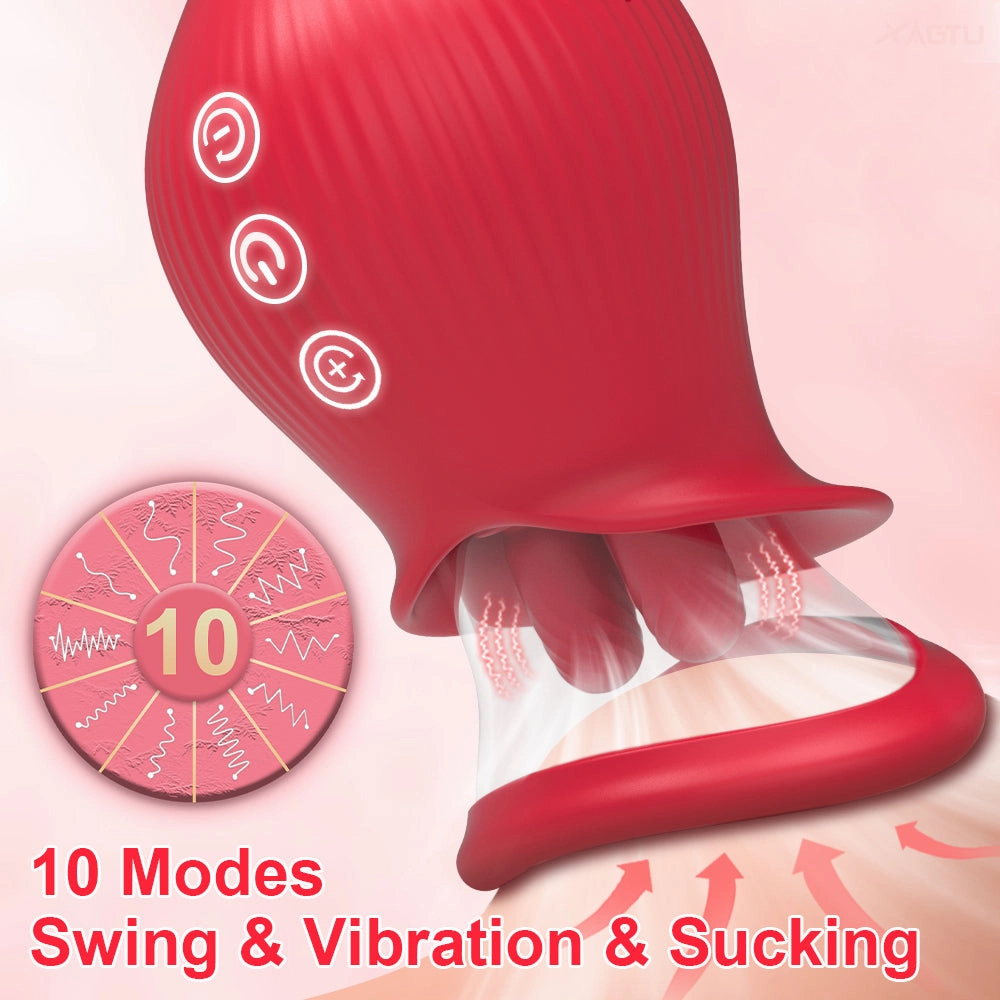 Tina—3 in1 Licking Sucking Vibrating Rose Vibrators with Suction Cups