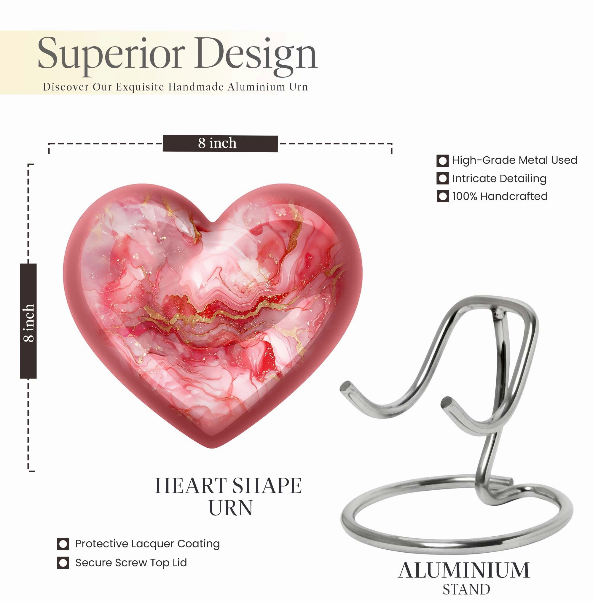 Vibrant Swirl Medium Cremation Urn: Unique Heart Shape Urn