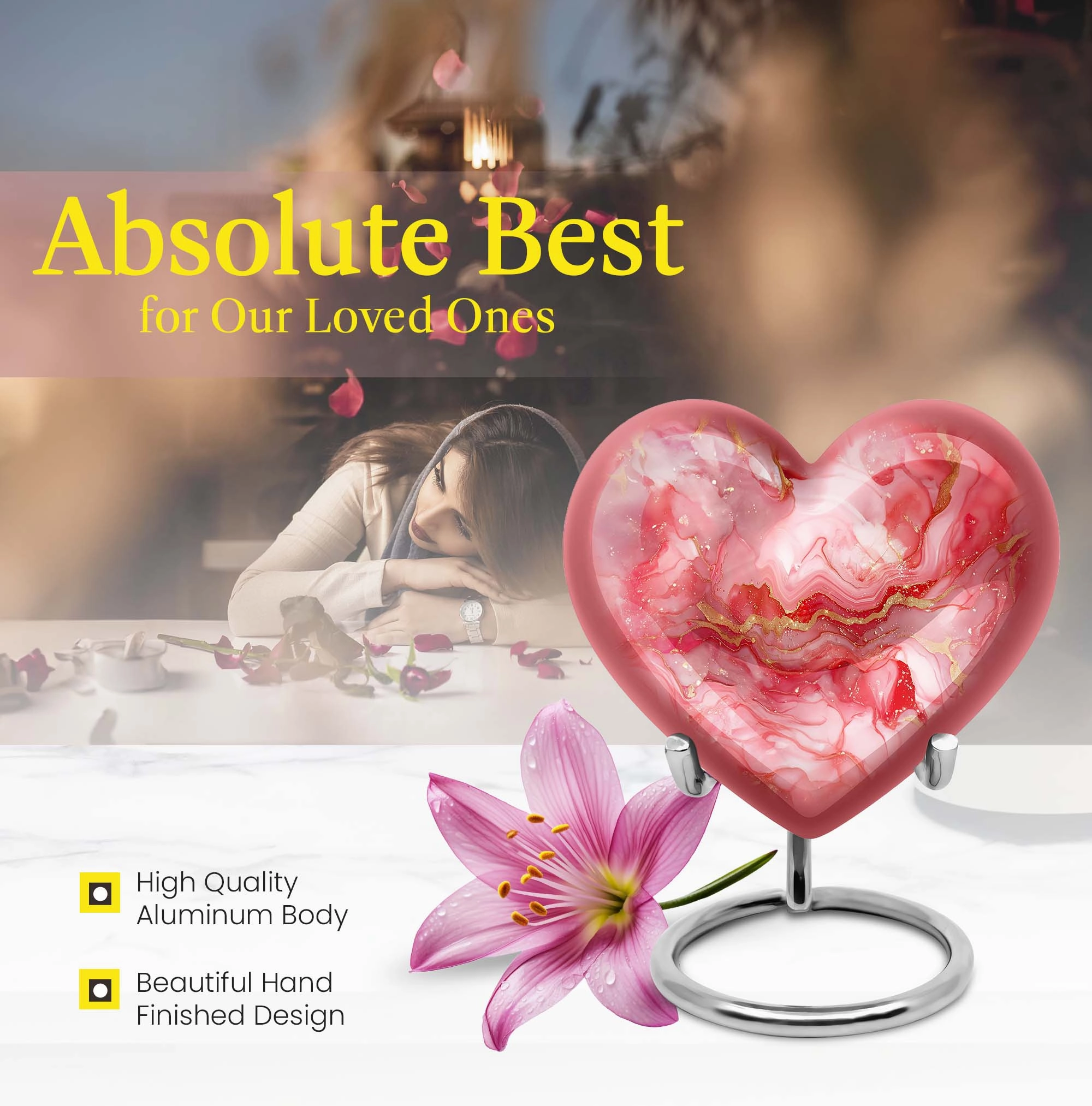 Vibrant Swirl Medium Cremation Urn: Unique Heart Shape Urn