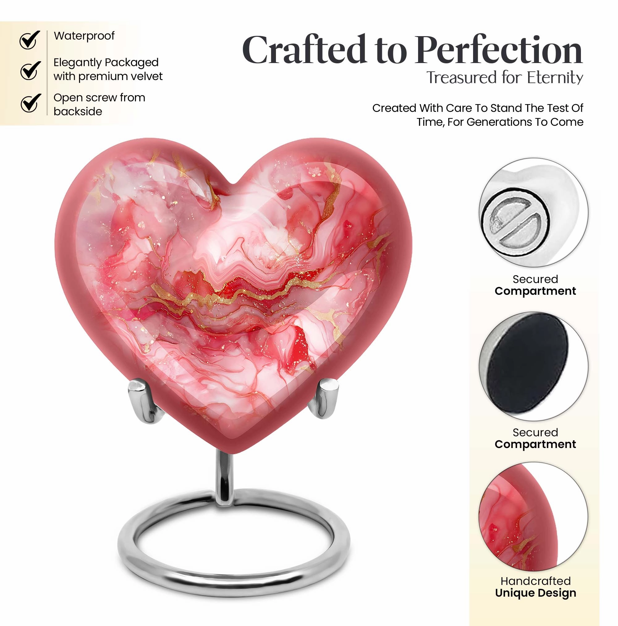 Vibrant Swirl Medium Cremation Urn: Unique Heart Shape Urn