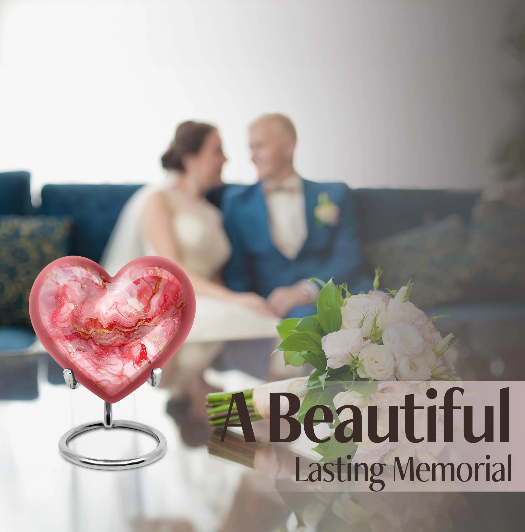 Vibrant Swirl Medium Cremation Urn: Unique Heart Shape Urn