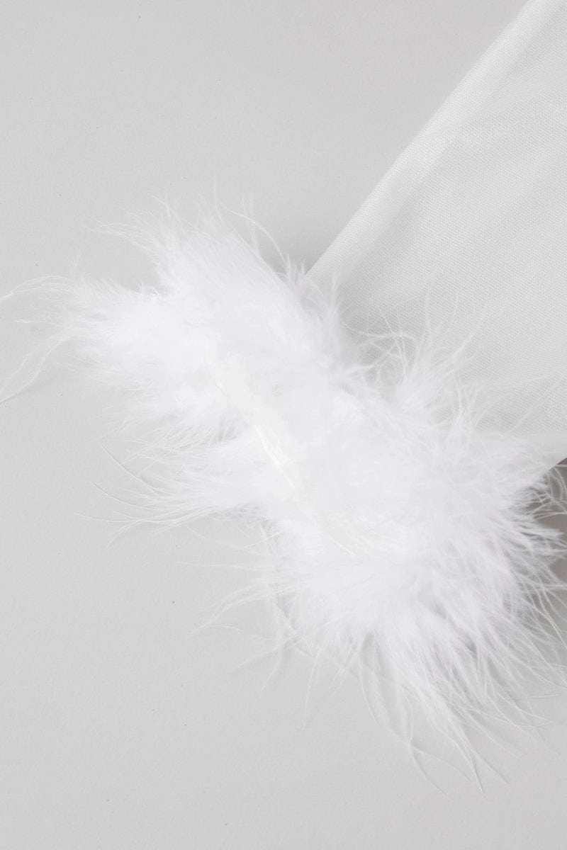 White Faux Fur Gloves Party