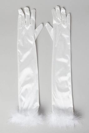 White Faux Fur Gloves Party