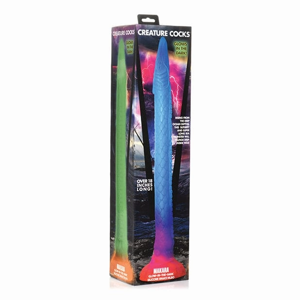 XR - Creature Cocks Glow in the Dark Makara Silicone Snake Dildo 18" (Multi Colour)